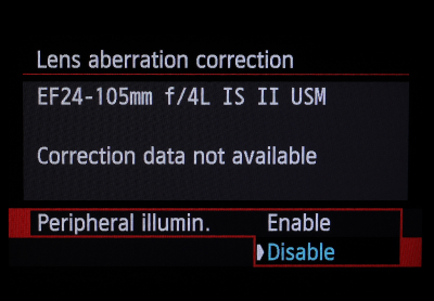 Peripheral illumination correction