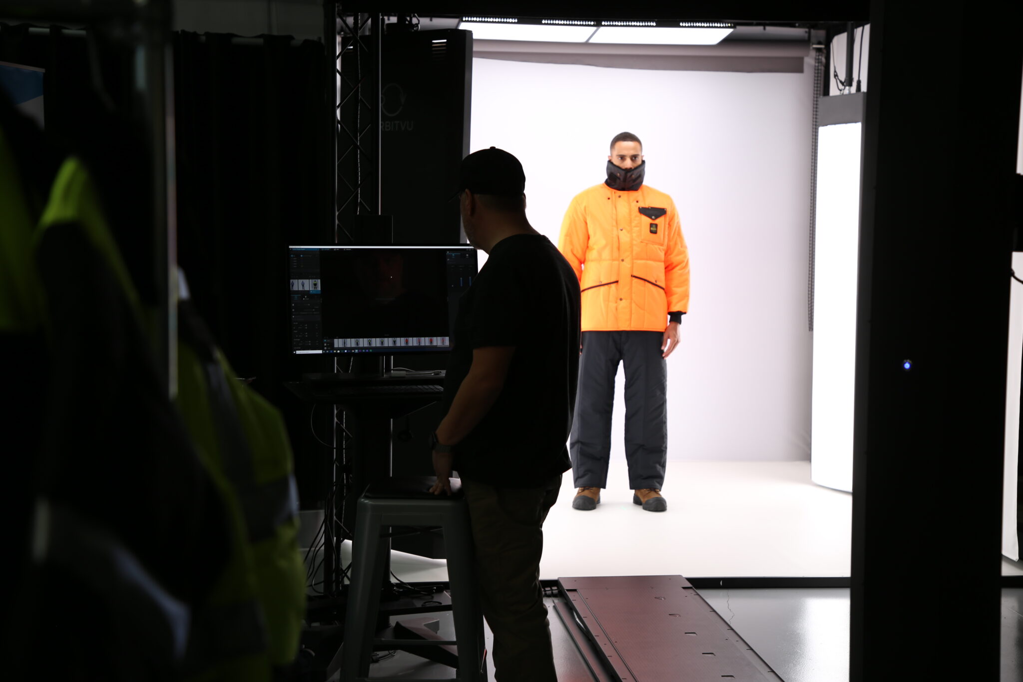 Photoshoot set-up for high vis colored clothing  using Orbitvu Fashion Studio