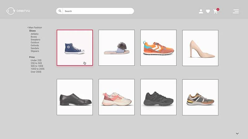 Homepage of a shoe e-commerce portal with good repeatability of packshots
