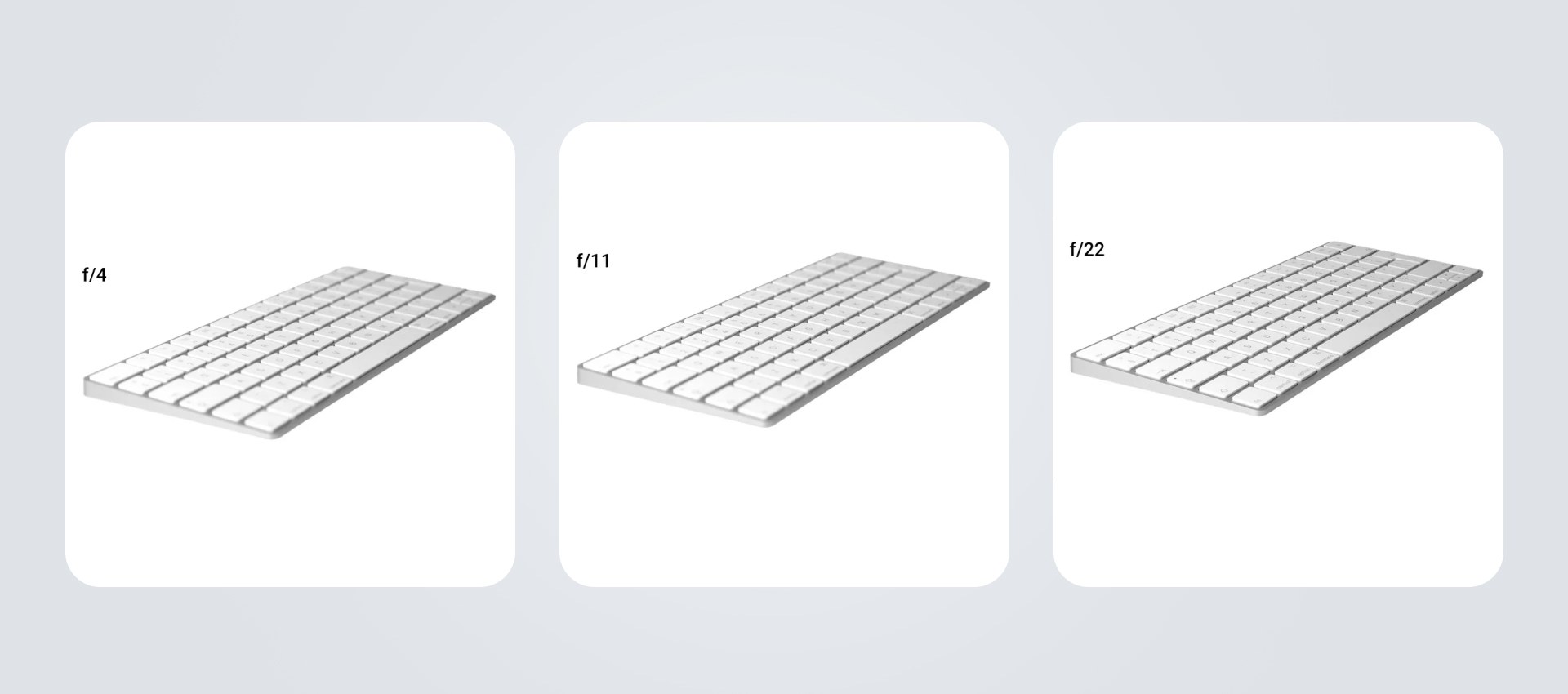 Examples of various aperture settings