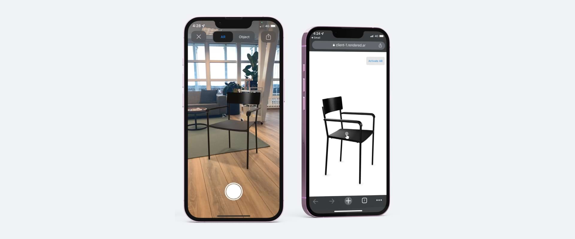 An example of an augmented reality app for the furniture industry