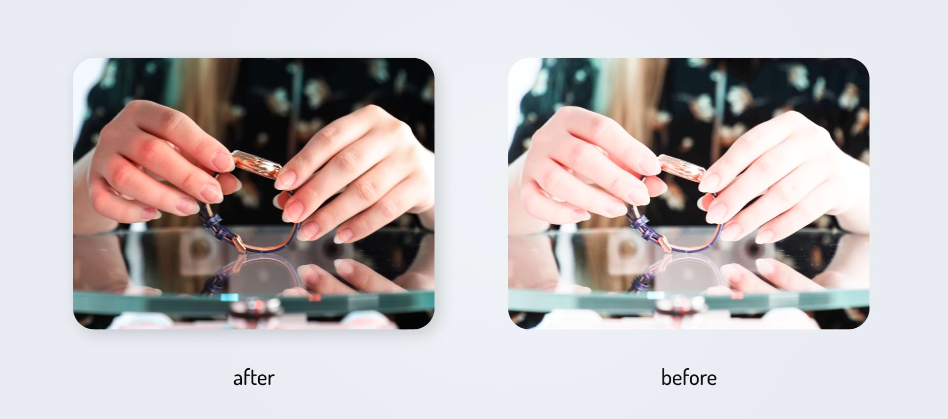 The before and after photos of setting brightness in post-production
