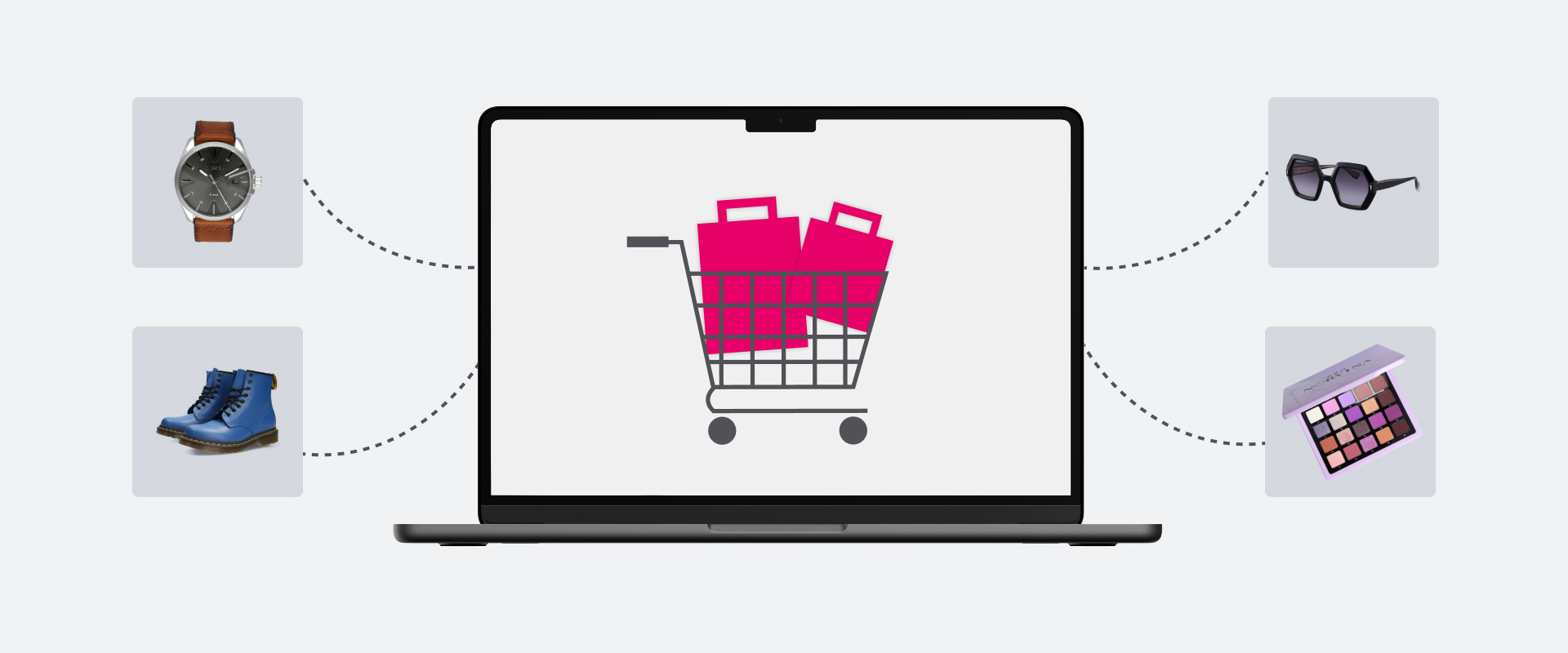 An illustration of shopping online