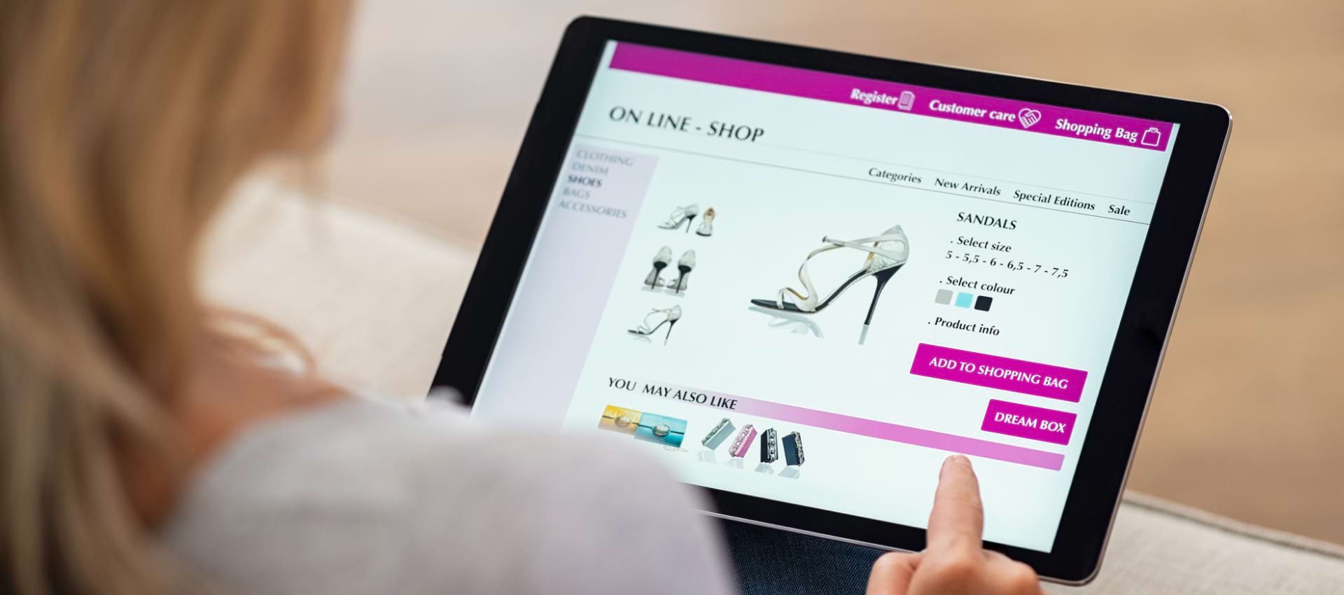 A person browsing through e-commerce website