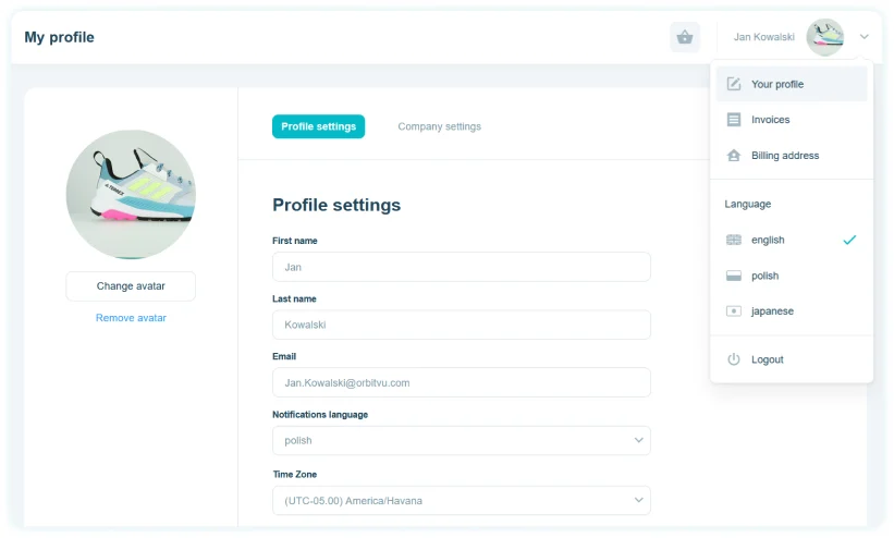 Orbitvu SUN - profile settings