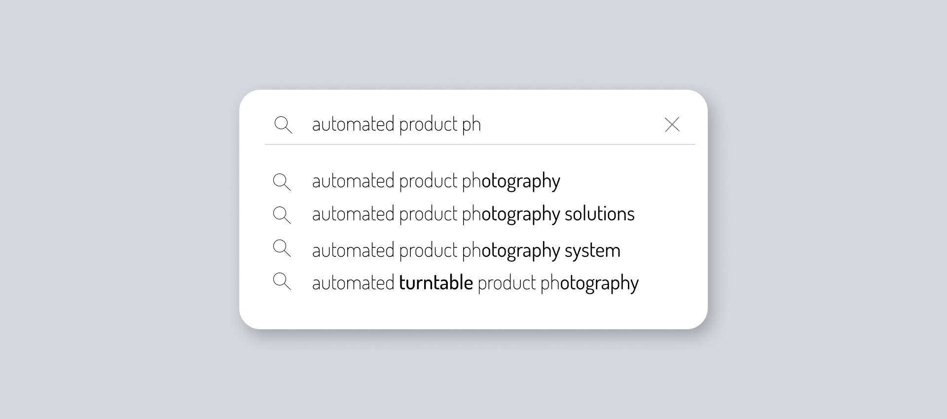 search tool directly suggests specific products